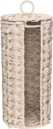 Supporto per carta igienica intrecciato, contenitore per carta igienica in posizione verticale impermeabile, supporto per carta igienica per la conservazione, contenitore per carta igienica in posizione verticale per la stanza da bagno - bianco