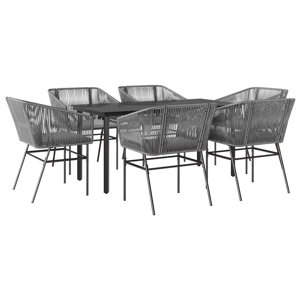 Set da Pranzo da Giardino 7 pz con Cuscini Polyrattan Vetro 3334629