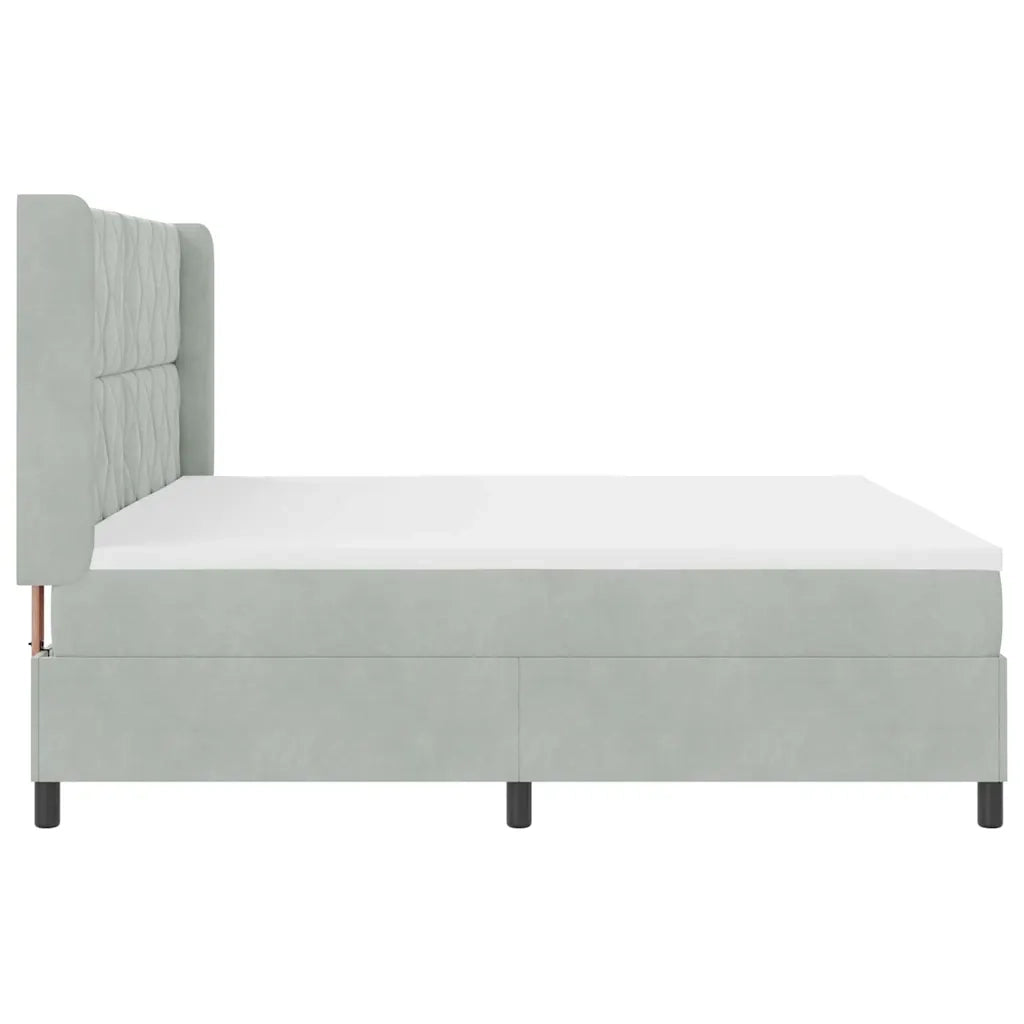 Letto a molle con testiera Grigio chiaro 200 x 200 cm Velluto 3343940