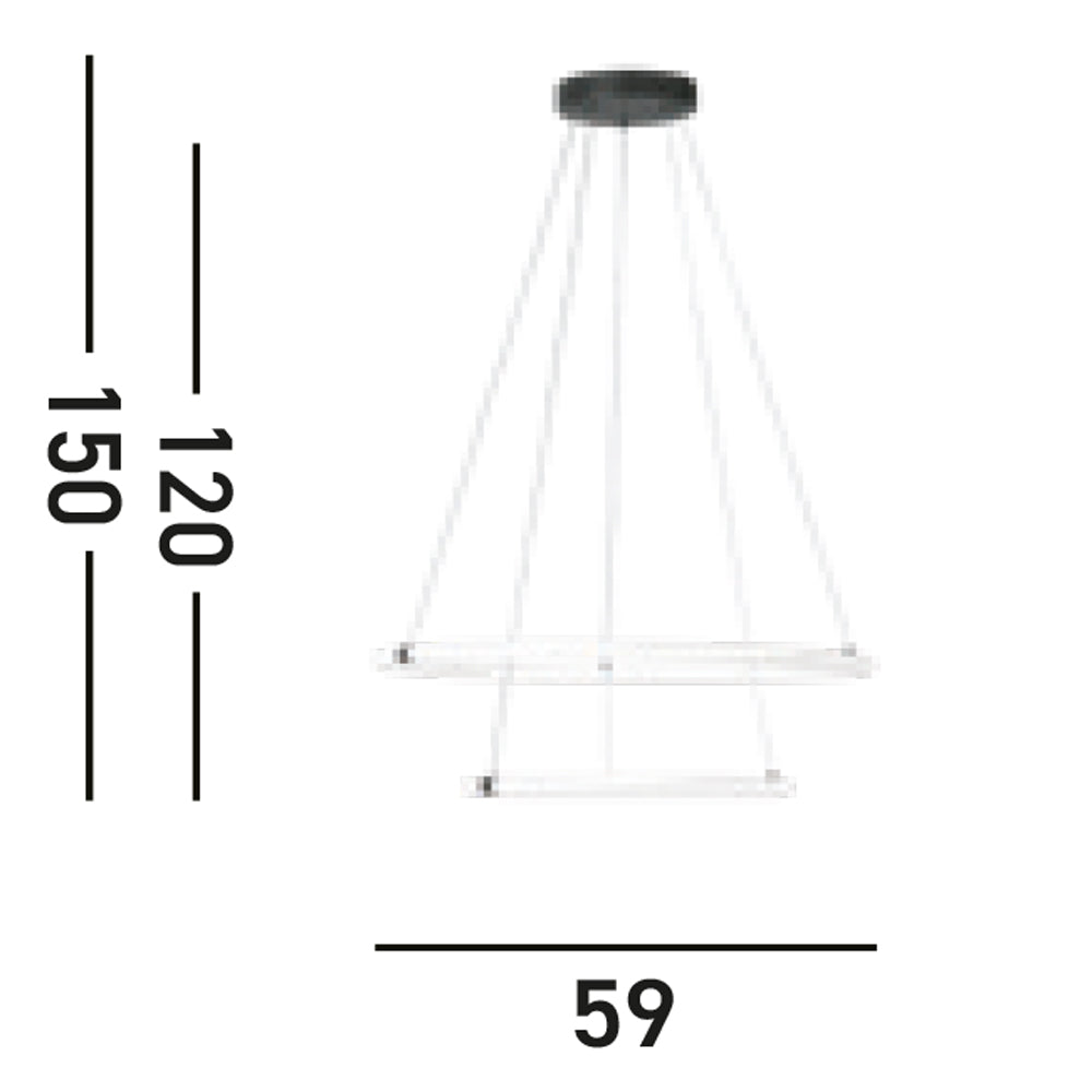 Lampadario Moderno Revolve Acciaio Bianco Policarbonato Nero Led 28,24W 3000K