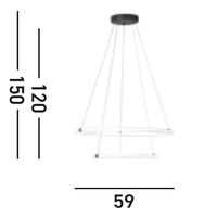 Lampadario Moderno Revolve Acciaio Bianco Policarbonato Nero Led 28,24W 3000K