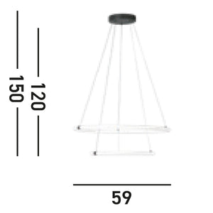 Lampadario Moderno Revolve Acciaio Bianco Policarbonato Nero Led 28,24W 3000K