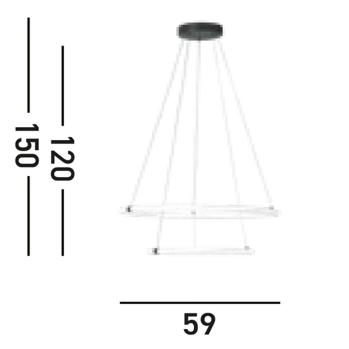 Lampadario Moderno Revolve Acciaio Bianco Policarbonato Nero Led 28,24W 3000K