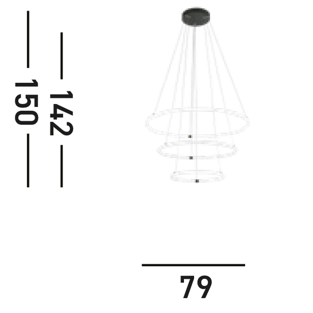 Lampadario Moderno Revolve Acciaio Bianco Policarbonato Nero Led 59,81W 3000K