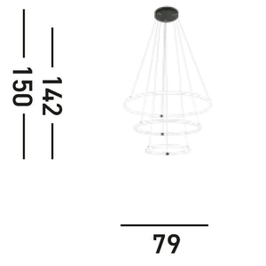 Lampadario Moderno Revolve Acciaio Bianco Policarbonato Nero Led 59,81W 3000K
