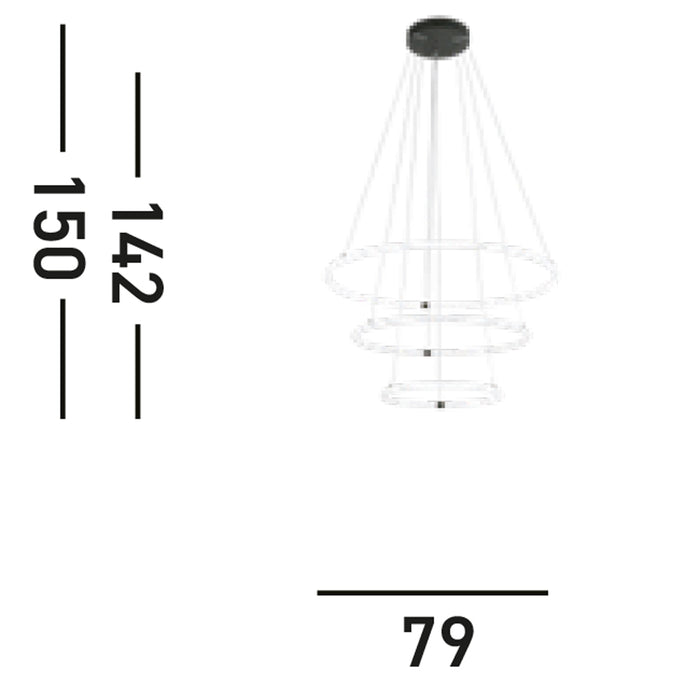 Lampadario Moderno Revolve Acciaio Bianco Policarbonato Nero Led 59,81W 3000K