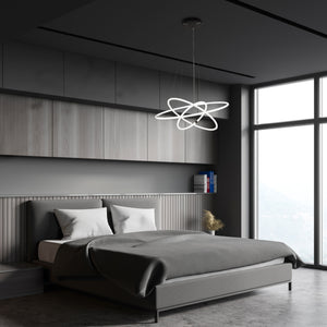 Lampadario Moderno Revolve Acciaio Bianco Policarbonato Nero Led 59,81W 3000K