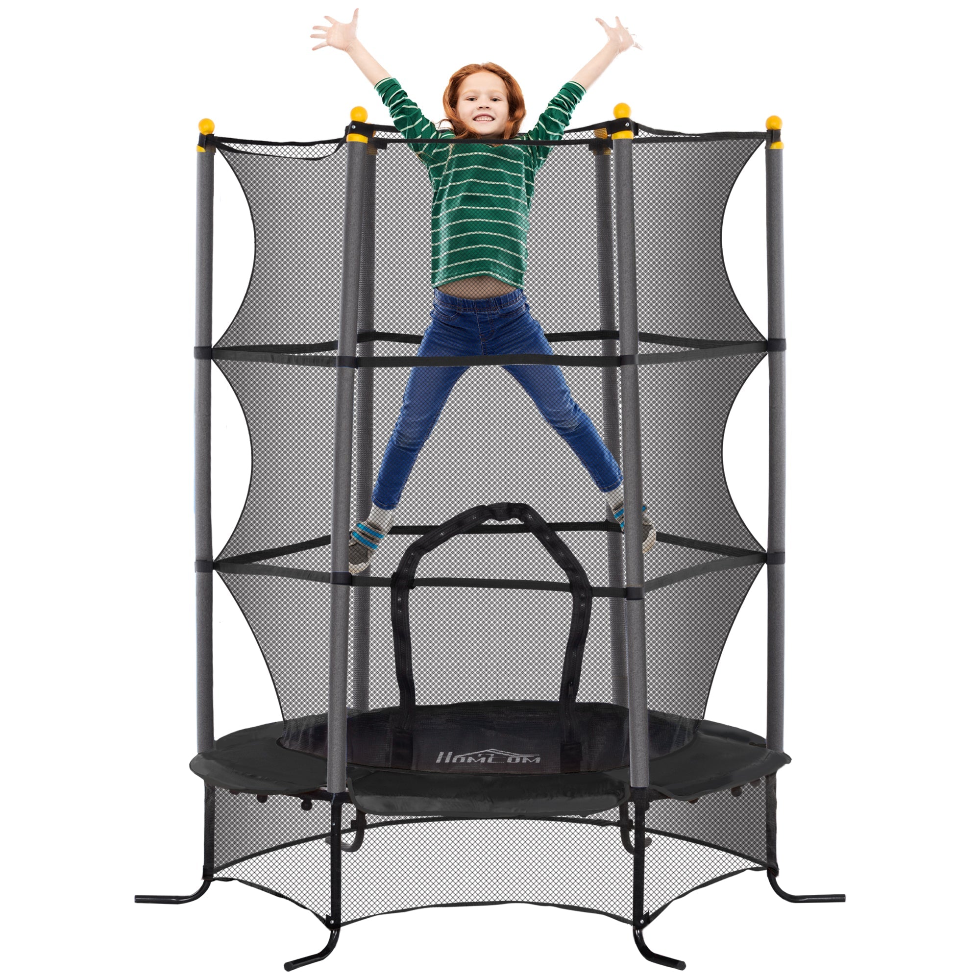 Trampolino Elastico per Bambini da 3 Anni Ø160 cm con Rete di Protezione Nero