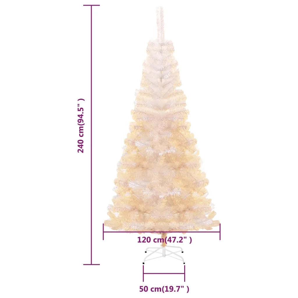 Albero di Natale Artificiale-Albero Natalizio Punte Iridescenti Bianco 240cm PVC
