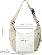Borsa crossbody a forma di mezzaluna per signore e signori, grande, leggera borsa a spalla, borsa casual hobo, borsa dumpling.