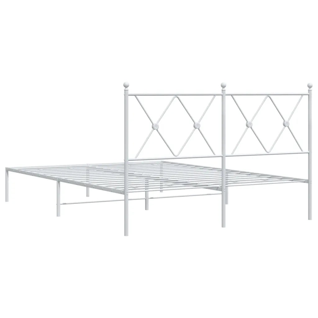 Giroletto con Testiera-Struttura Letto con testiera Metallo Bianco 140x190 cm 615060