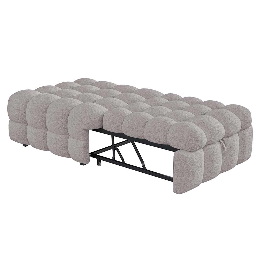 Pouf letto trasformatore - Xylo - grigio, tessuto orsacchiotto, morbido