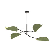 Plafoniera LOTUS foglie velluto nero/verde 4xE14 etno Emibig