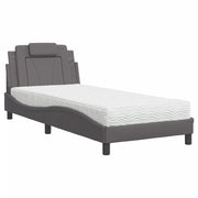 Letto singolo | Letto per adulti | Letto Viana con Materasso Grgio 90x200 cm in Similpelle