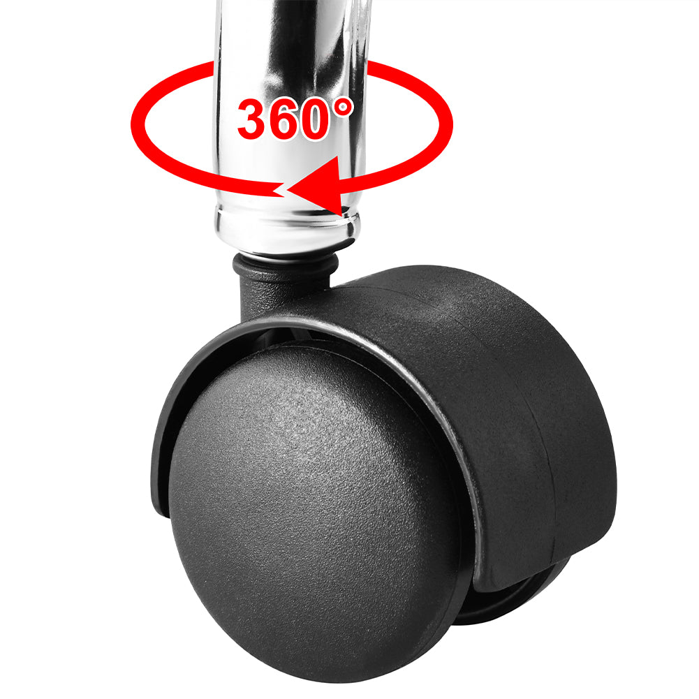 Sgabello con ruote Rotondo Ecopelle Bianco Altezza Regolabile Base Acciaio Zinc