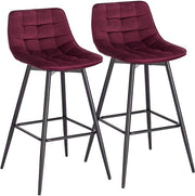 Banchi da lavoro industriale in legno - Set di 2 - Sedia da bar con sgabello - Sedie da bar con schienale - Sedia da cucina - Tela di velluto