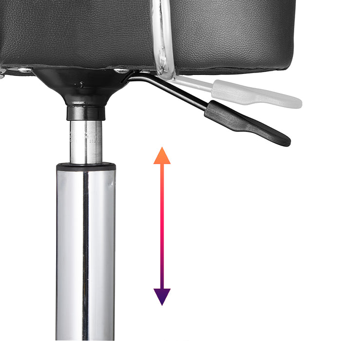 Sgabello con ruote e schinale Estetista Sedia Casa Lavoro girevole Ecopelle Nero