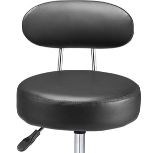 Sgabello con ruote e schinale Estetista Sedia Casa Lavoro girevole Ecopelle Nero