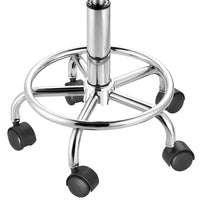 Sgabello con ruote Bianco Seduta imobottita e Schienale Basso, Base Acciaio 360