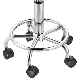 Sgabello con ruote Bianco Seduta imobottita e Schienale Basso, Base Acciaio 360