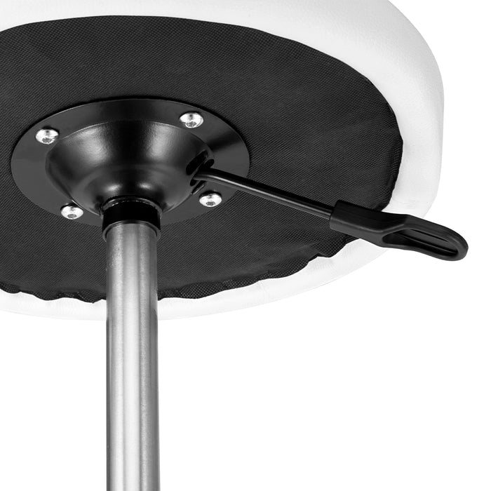 Sgabello con ruote Bianco Seduta imobottita e Schienale Basso, Base Acciaio 360