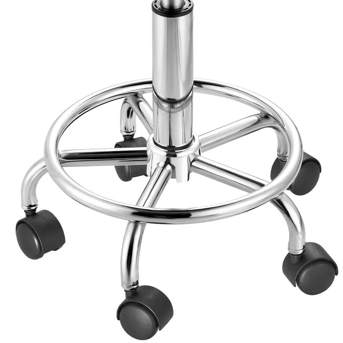 Sgabello con ruote Nero Seduta imobottita e Schienale Basso, Base Acciaio 360