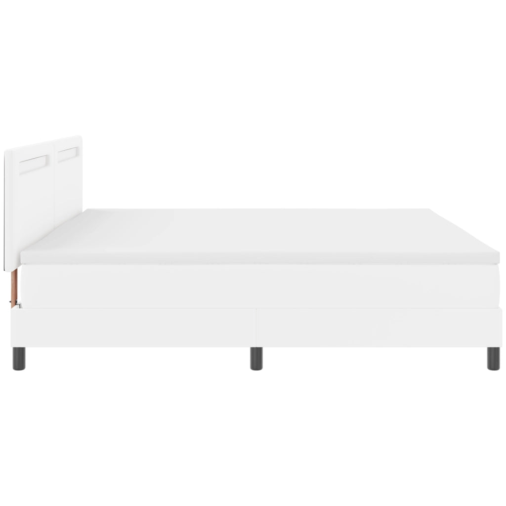 Letto Box Spring  con Materasso Bianco 200x200 cm in Pelle Sintetica