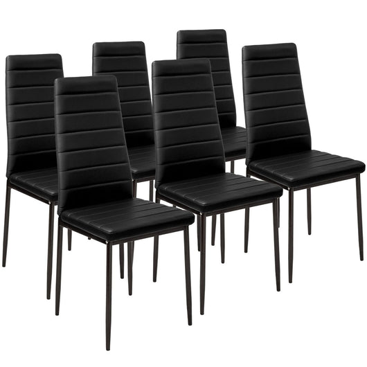 Set di 6 sedie per soggiorno cucina sala da pranzo elegante design quadrato nero 08_0000171