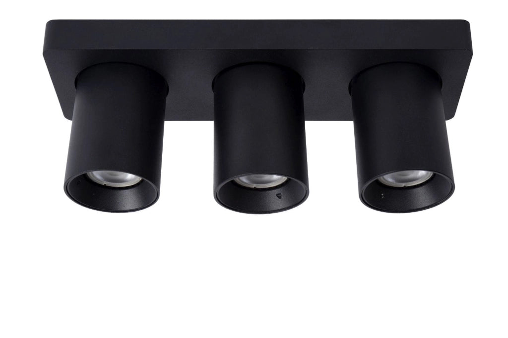 Lucide Nigel plafoniera 3 luci GU10 nera 2200K LED