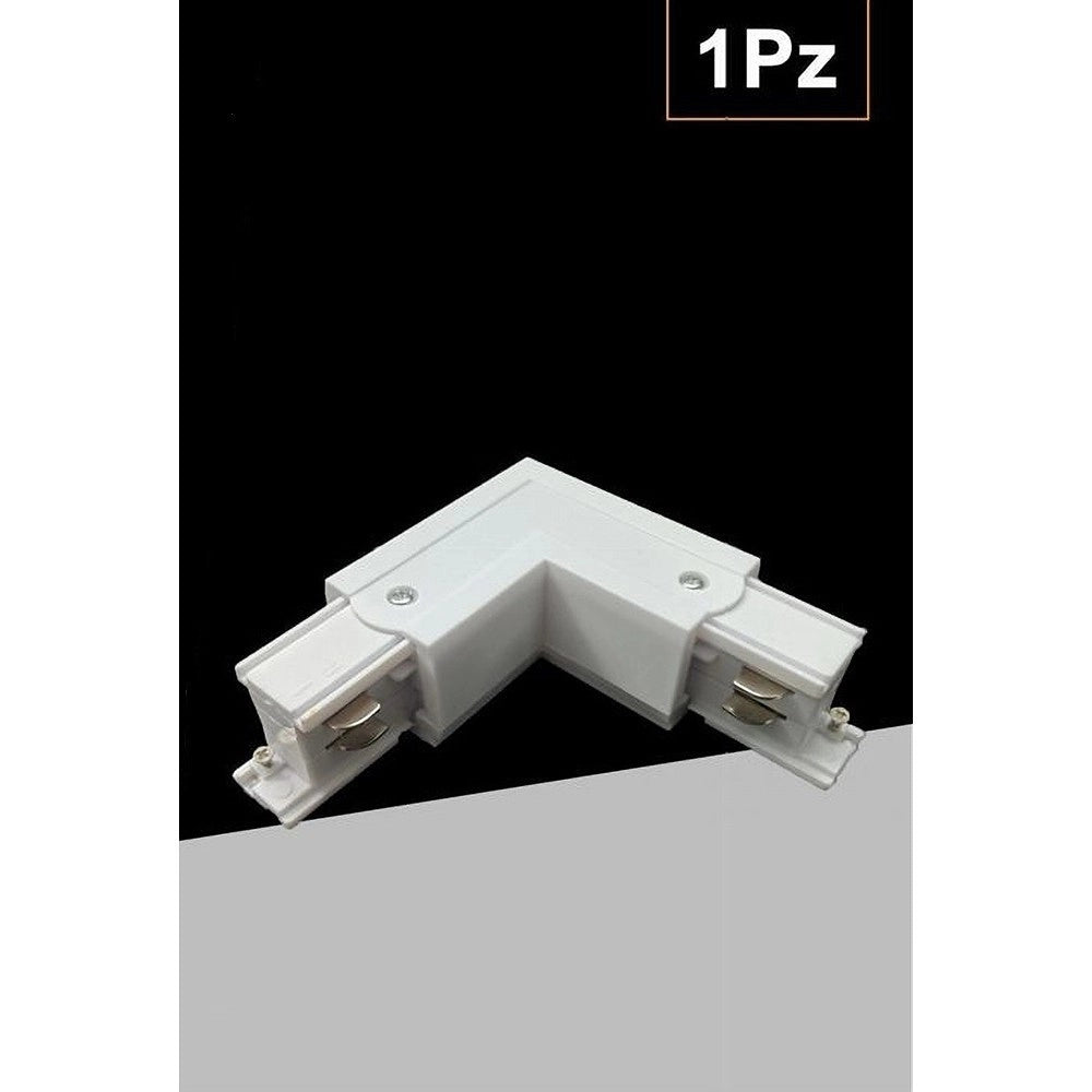 Trade Shop - Connettore Angolare Tipo L Giunto Curvo Binario Track Trifase Bianco Nero Gf070-l -