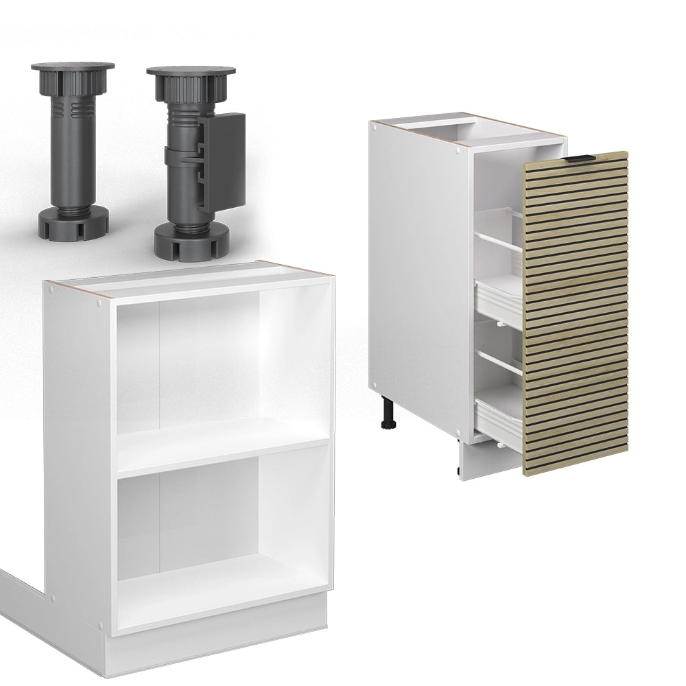 Isola cucina Fame-Line Pannello in quercia/Bianco 90 cm con cassetto, senza piano di lavoro Vicco