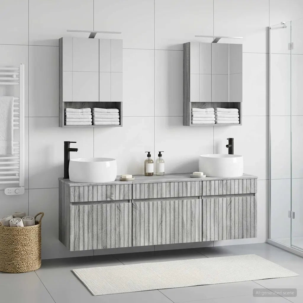 Set di Armadi da Bagno 5 pcs Sonoma grigio 50 x 14,5 x 70 cm 3406644