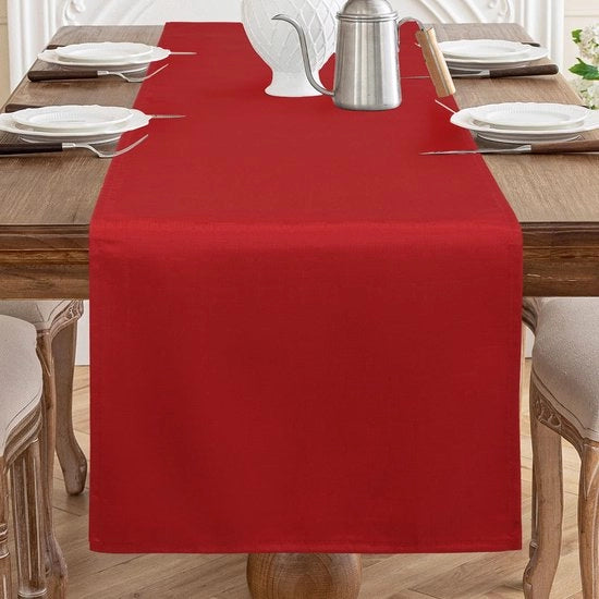 Tavolo da Pranzo Raccordi Rood 40x140cm, Decorazione da Tavola Aspetto Lino Lavabile Tavola con Aspetto Lino Realizzato in Poliestere Impermeabile con Effetto Lotus, Resistente ai Graffi per Cucina Matrimoni Feste Natale