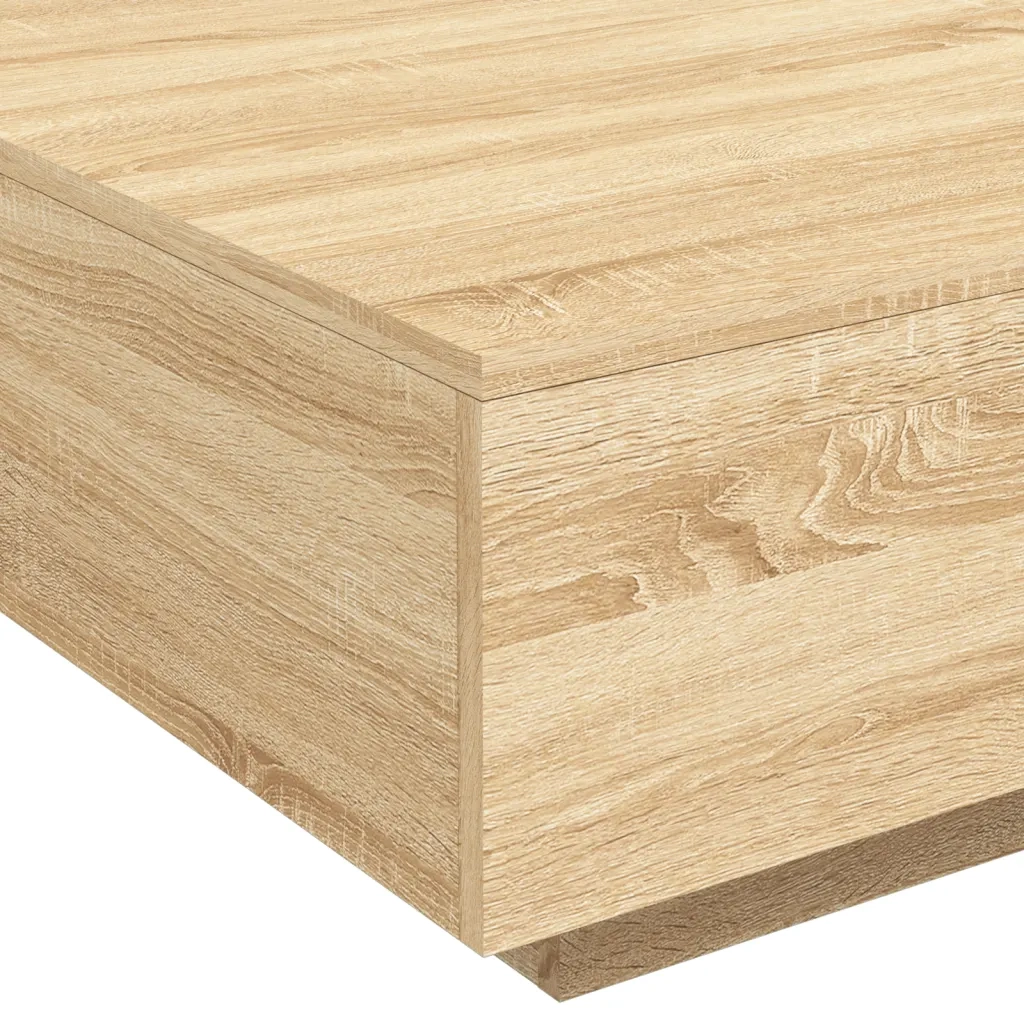 Tavolino da salotto | Tavolino da caff¨¨ | Tavolino da Soggiorno con Luci LED Rovere Sonoma 80x80x31 cm