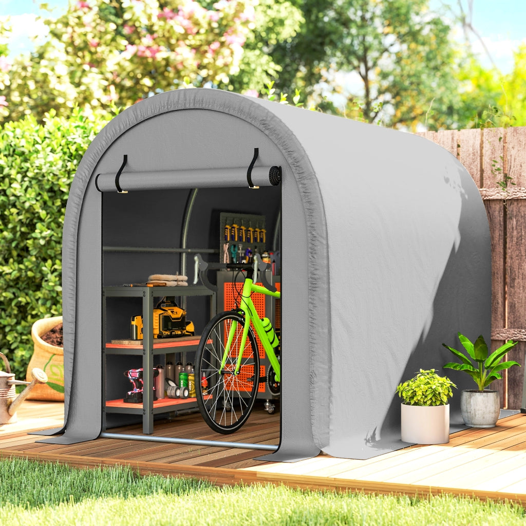 Capanno Giardino Tenda Deposito ¨C zephmum ¨C Grigio Chiaro Acciaio 159x240x185cm