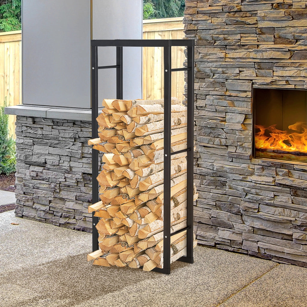 Porta Legna in Metallo Nero da Interni ed Esterni ¨C zephmum ¨C 60x25x150 cm