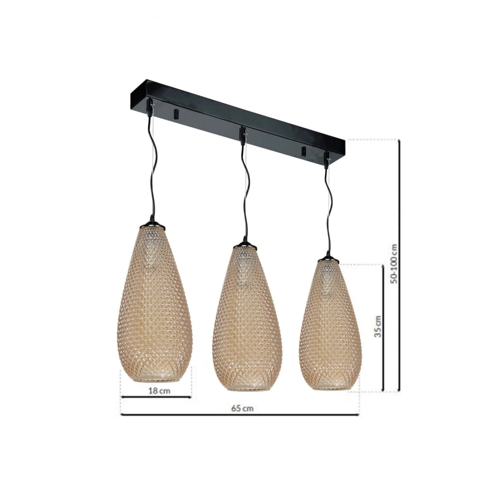 Lampadario Milagro Petra ML5483 3xE27 ambra nero vetro