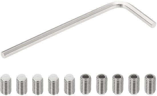Viti a sezione a 6 facce senza testa M5 x 8 mm con punta in nylon, 10 pezzi in acciaio inossidabile 304, viti a sezione a 6 facce metriche con punta tagliente, con sistema di avvitamento a 6 facce interno con antislip e chiave a L