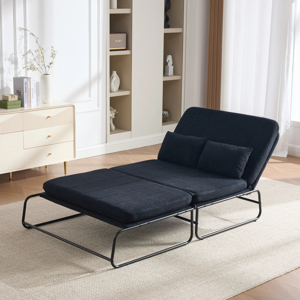 Divano letto 2 posti ¨C Minimal ¨C nero tessuto metallo con contenitore