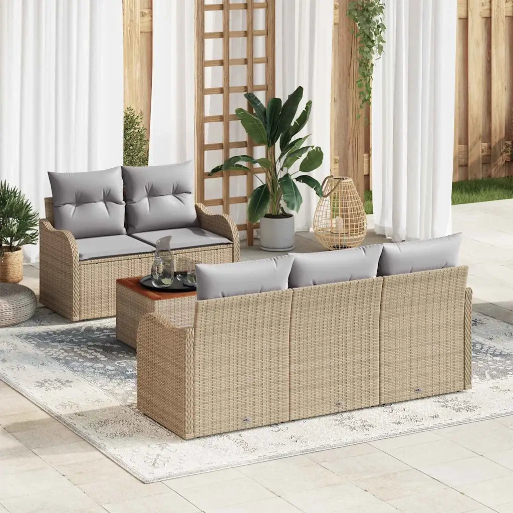 Set Divano da Giardino con cuscino 6 pcs Beige polyrattan 3347392