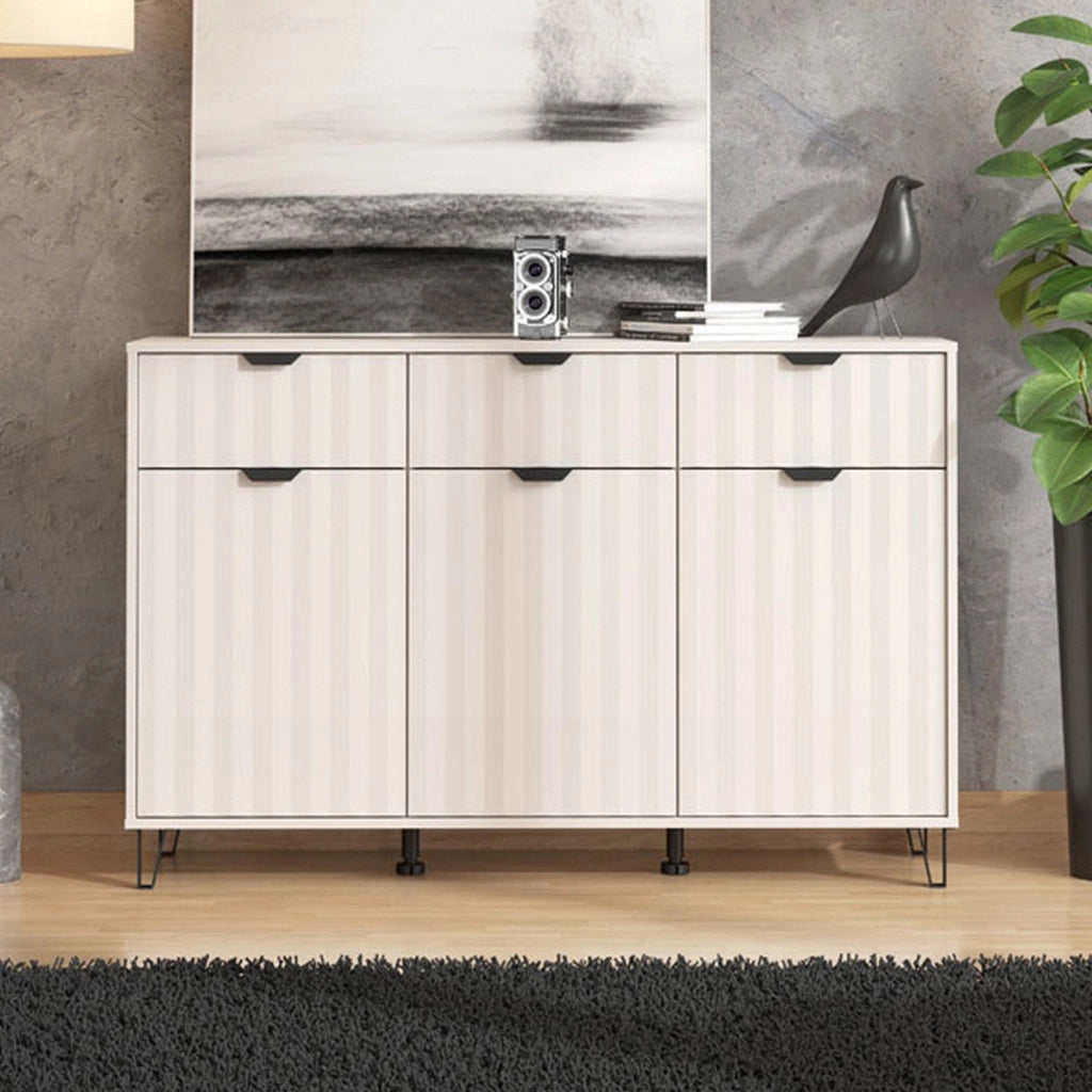 Madia Paglieta, Credenza 3 Ripiani, 138x40x90.5h cm Bianco Crema