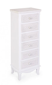 Cassettiera 6 Cassetti Legno Bianco Rustico da Interno - CAROLINE