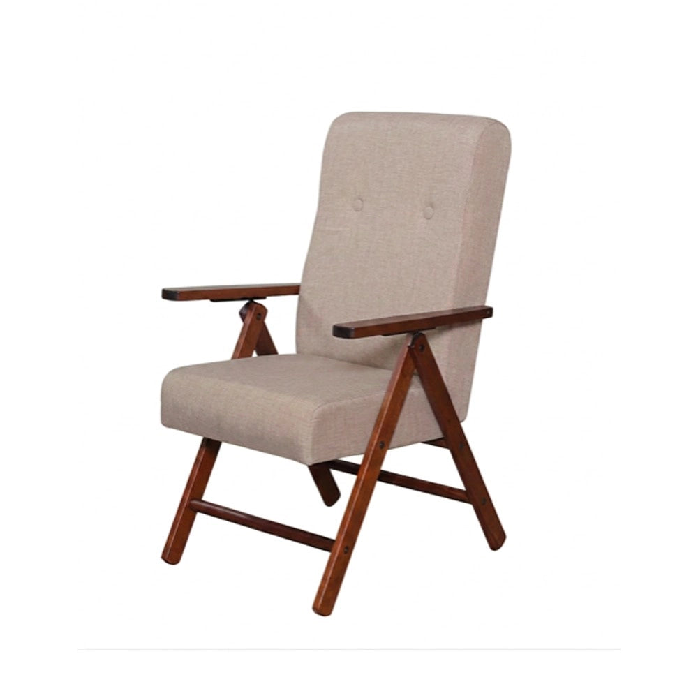 Poltrona Pianosa Regolabile 4 Posizioni in Legno di Faggio Noce e tessuto Beige – Comfort e Relax Quotidiano