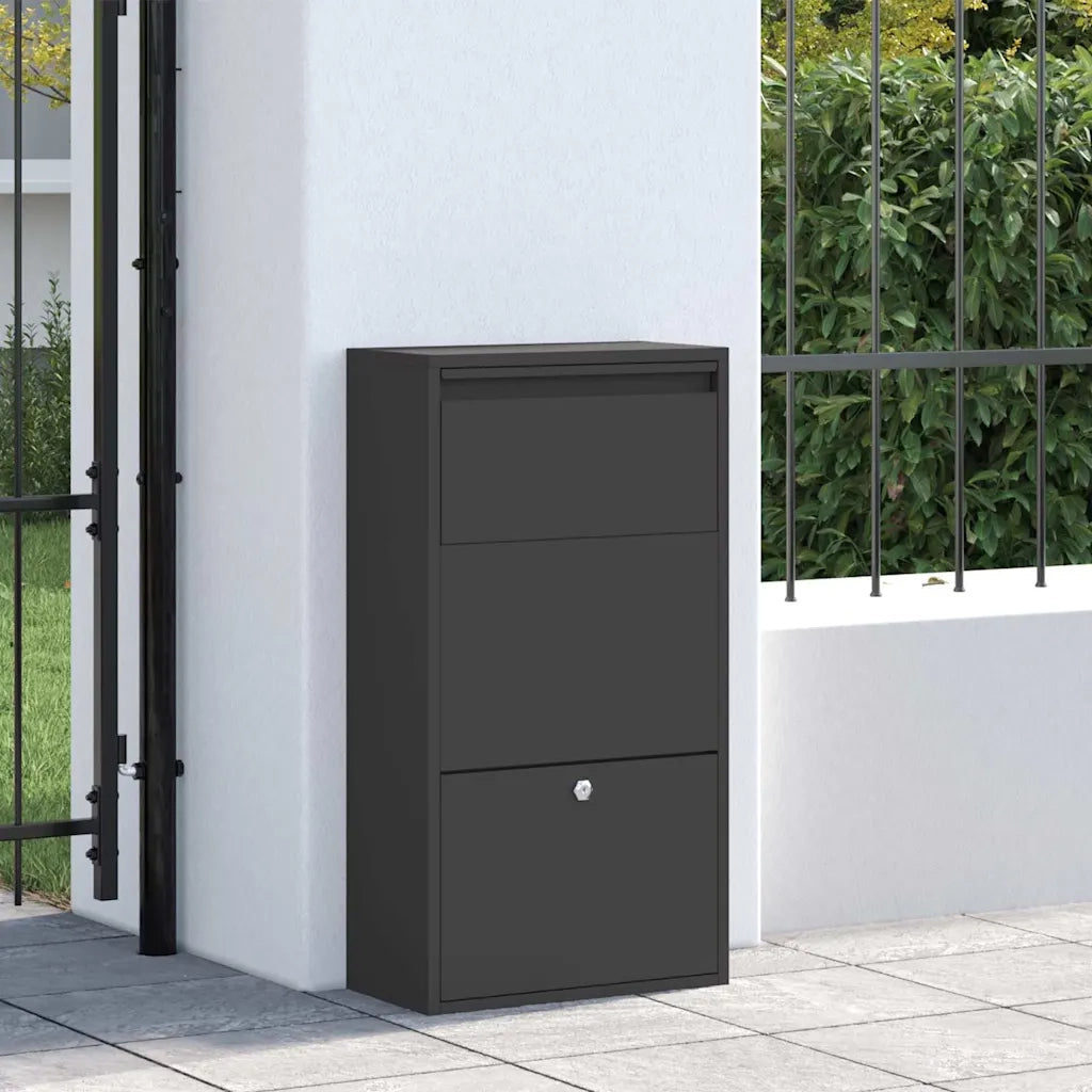 Cassetta per pacchi con porta Nero 44 x 22 x 82 cm Acciaio 874919