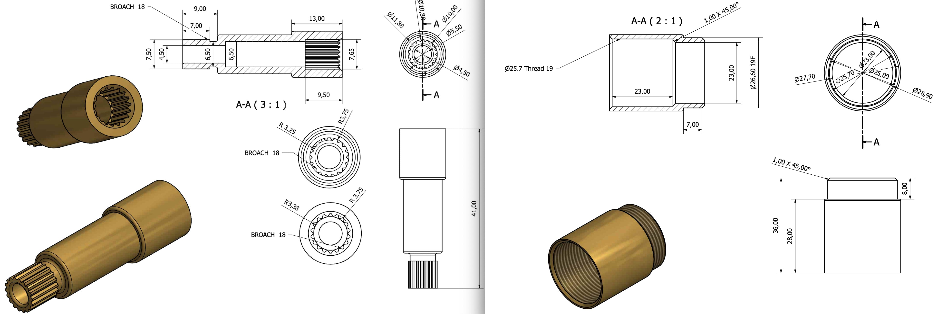 Prolunga per vitone e manicotto con filetto mm 26 x 18
