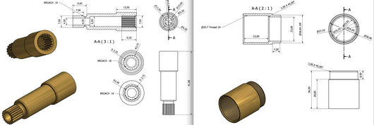Prolunga per vitone e manicotto con filetto mm 26 x 18