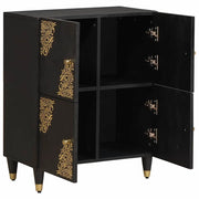 Credenza | Madia | Buffet da pranzo | Armadio da pranzo con porta Nero 60 x 33 x 75 cm Legno di mango massello