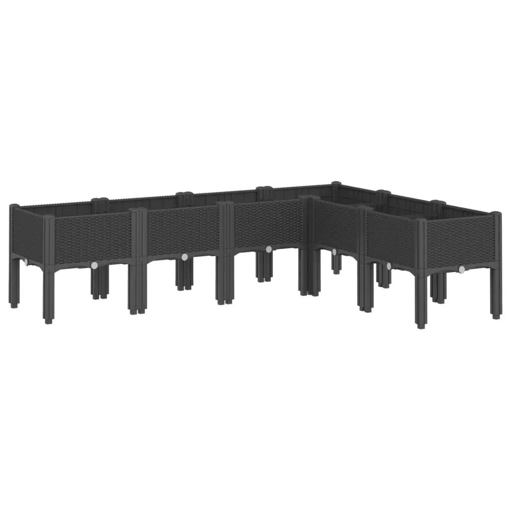 Fioriera da Giardino con Gambe Nera 160x120x42 cm in PPcod mxl 91413