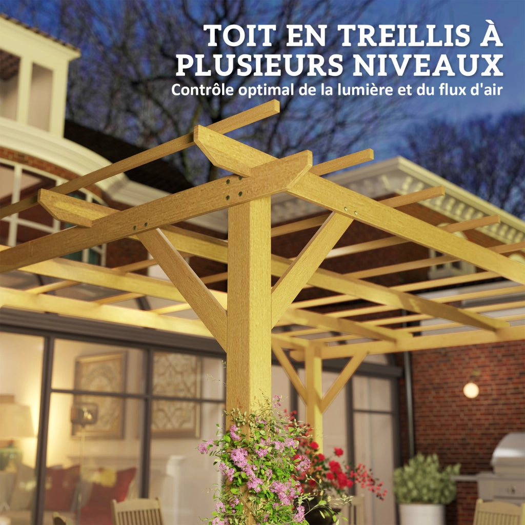 Pergola da giardino 3x4 m in legno per piante rampicanti ¨C zephmum ¨C naturale