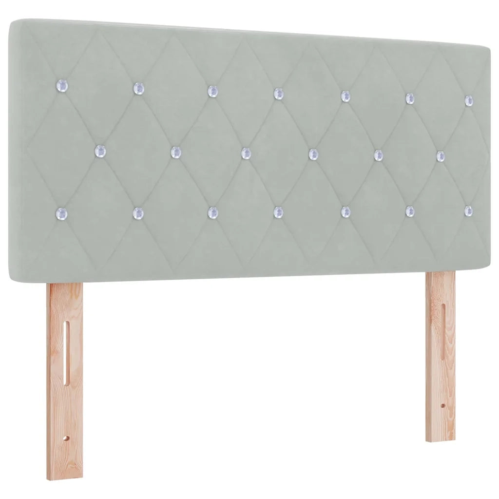 Letto a Sorgente LED con led Grigio chiaro 120 x 190 cm Velluto